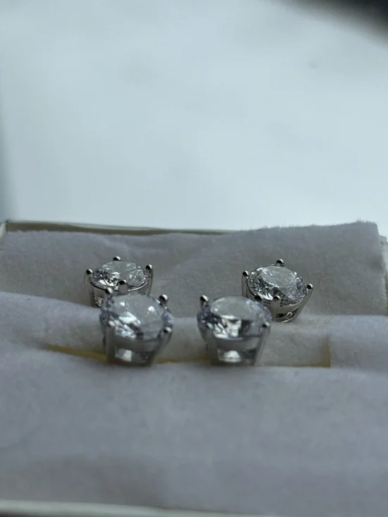 Classic Surgical Steal CZ Stud Earrings - Clear (Set of 2 Pairs) - Picture 2 of 4